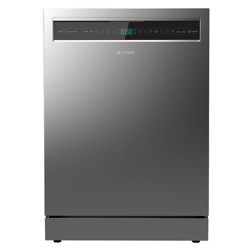 ماشین ظرفشویی هوشمند 14 نفره اسنوا مدل SDW-A20S، مصرف انرژی A+++، با قابلیت اتصال به Wi-Fi و کنترل از طریق اپلیکیشن و تلفن همراه، دارای طبقه مخصوص قاشق و چنگال، دارای 7 برنامه شامل پیش‌شست‌و‌شو، سیستم عیب‌یابی هوشمند و قابلیت تنظیم ارتفاع طبقه‌ها